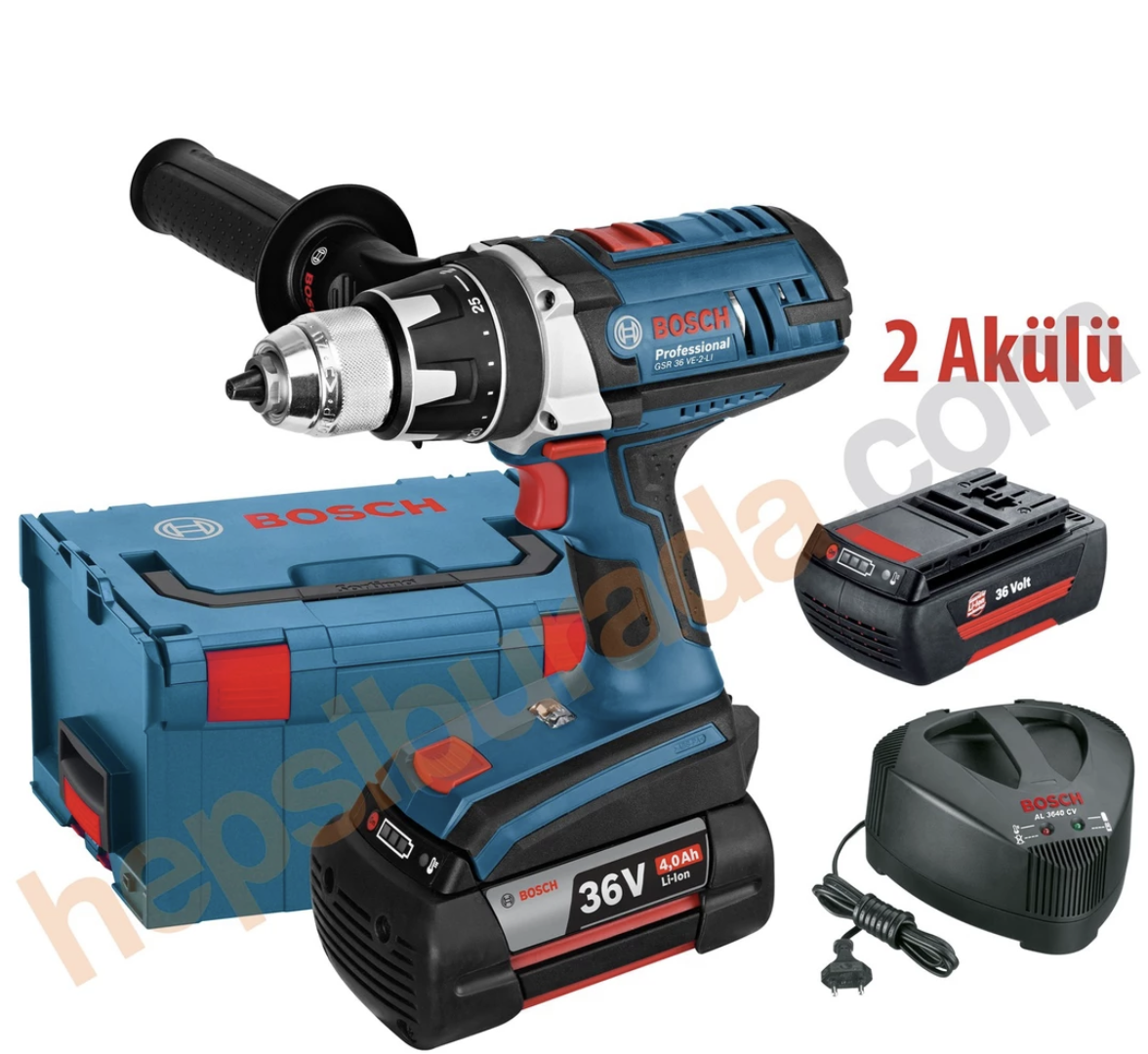 Bosch GSR 36 VE-2-LI Profesyonel 36 Volt 4.0 Amper Lityum Çift Akülü Vidalama Makinası