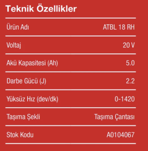 Attlas Pro ATBL18RH-502C Akülü Pnomatik Kırıcı Delici - Kömürsüz